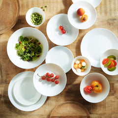 Service de table blanc pour 6 personnes, 24 pièces, 6 assiettes plates, 6 assiettes plates, 6 assiettes à dessert et 6 tasses, multicolore, 24 pièces
