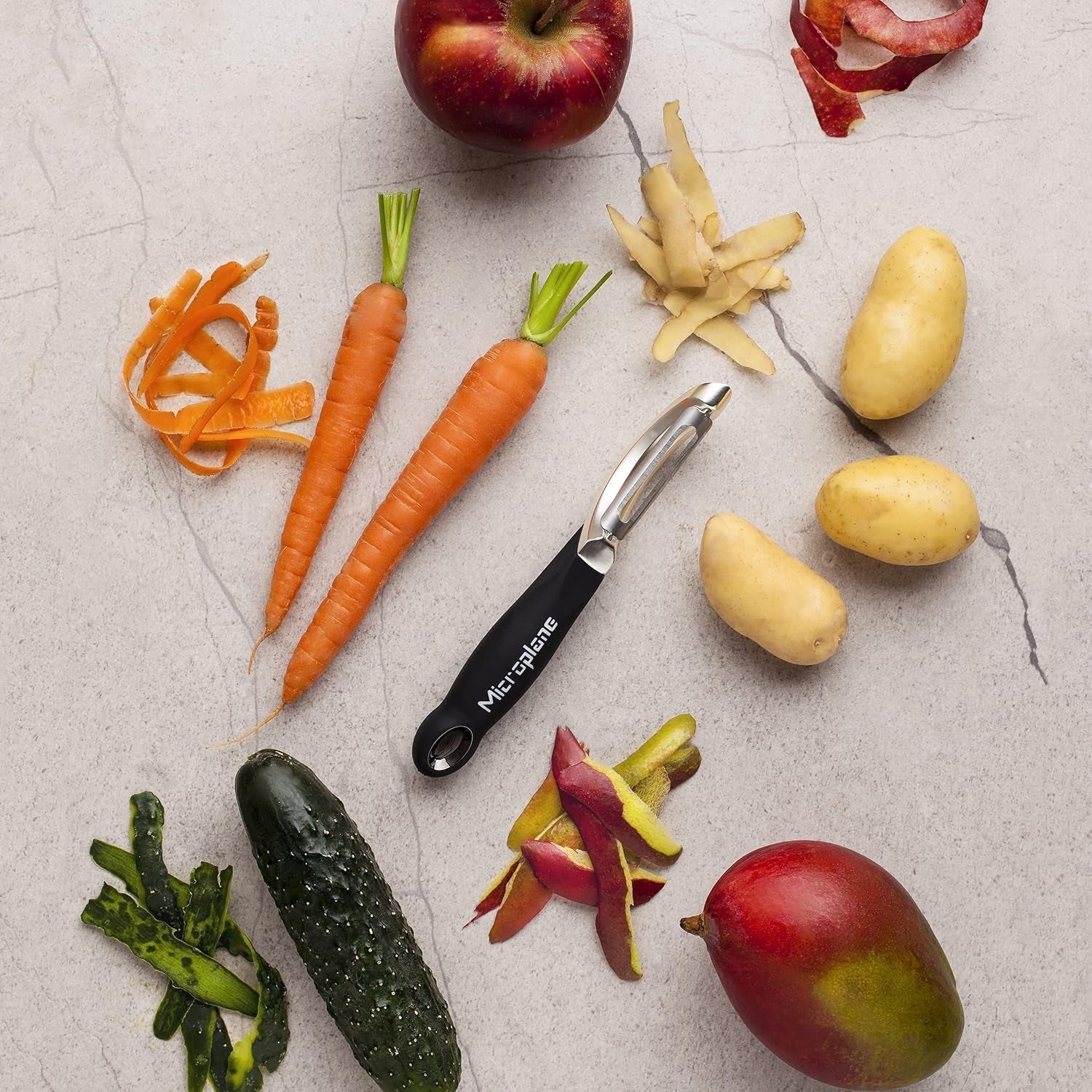Naty Shop Microplane Éplucheur ambidextre professionnel à double lame en acier inoxydable