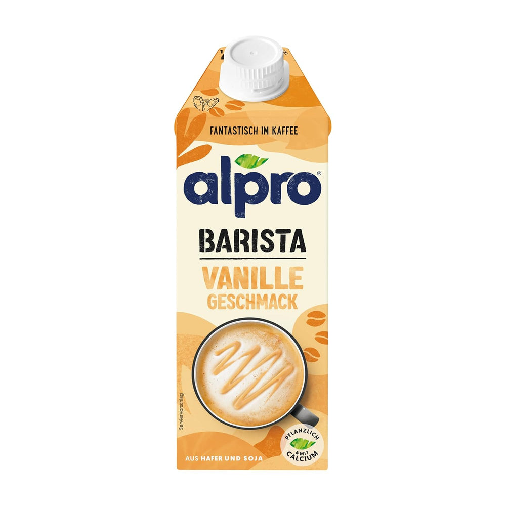 Alpro Barista Vanille – Zum Aufschäumen – Von Natur aus laktosefrei – Riche en substances de ballast, calcium et vitamines – 8 x 750 ml – Haltbar