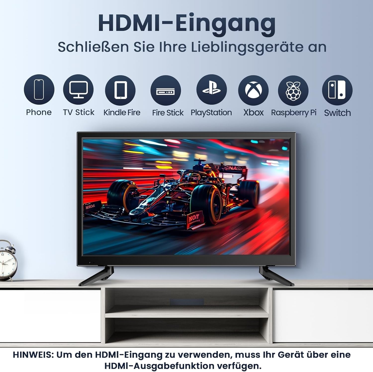 DESOBRY Mini TV 22 inch 1080P cu DVD Player Integrat, Tuner DVB-T2 Integrat, cu Antenă, Intrare HDMI/USB/AV – Combinație TV-DVD 12V pentru Autorulote, Bucătării și Camere Mici