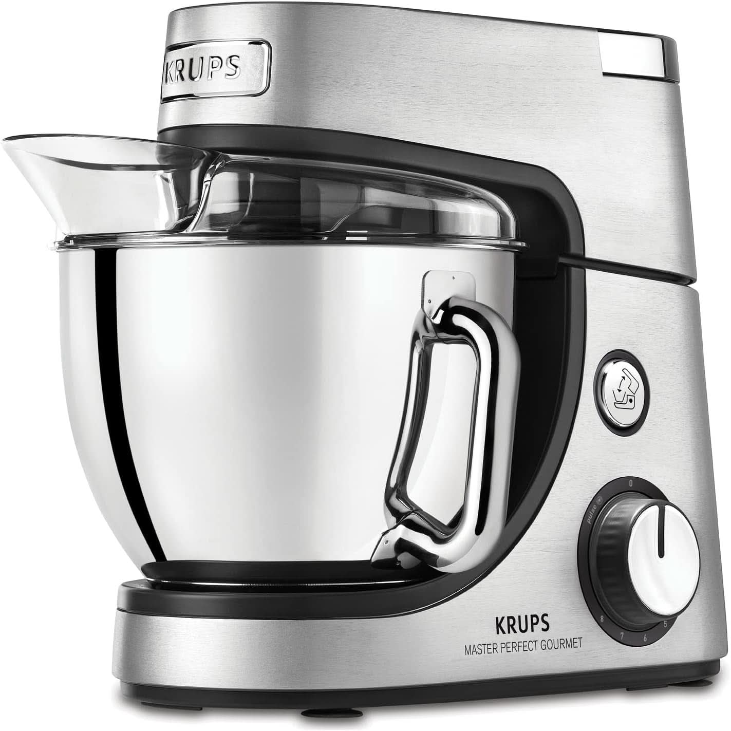 Robot culinaire Krups KA631D Master Perfect Gourmet | 1100 watts | 8 vitesses | Bol en acier inoxydable de 4,6 litres | 5 accessoires : set de pâtisserie, bol flexible, unité de hachage | inox brossé Mère et Enfant Naty Shop