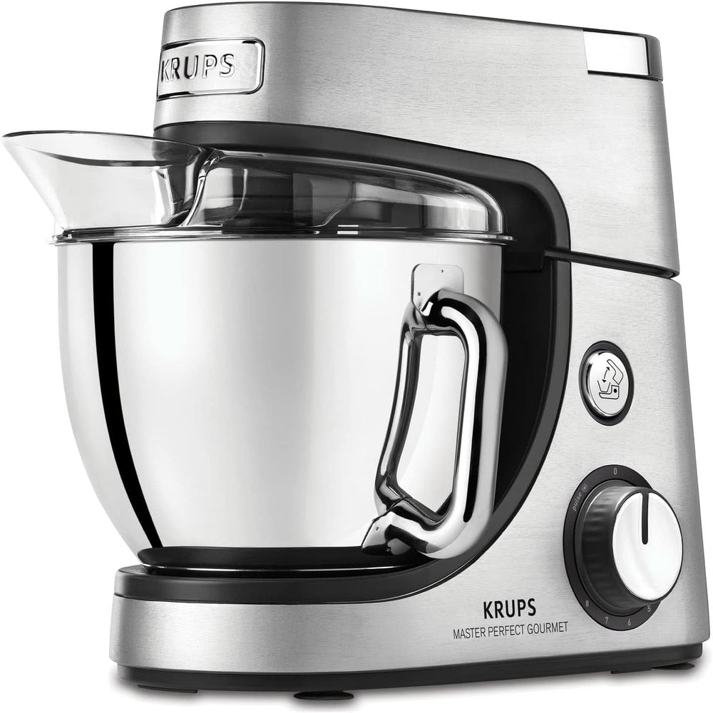 Robot culinaire Krups KA631D Master Perfect Gourmet | 1100 watts | 8 vitesses | Bol en acier inoxydable de 4,6 litres | 5 accessoires : set de pâtisserie, bol flexible, unité de hachage | inox brossé Mère et Enfant Naty Shop