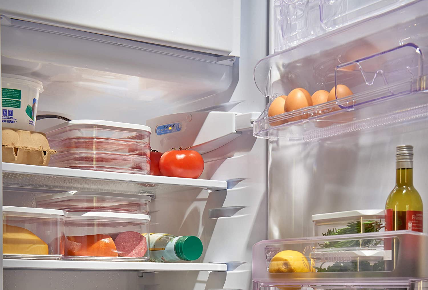 Mepal - Boîte de conservation pour réfrigérateur Modula XXL - Récipient alimentaire avec couvercle - Organisateur de cuisine et boîte de rangement en plastique - Organisateur de réfrigérateur empilable et refermable - 4800 ml - Boîtes de conservation alimentaires blanches Naty Shop