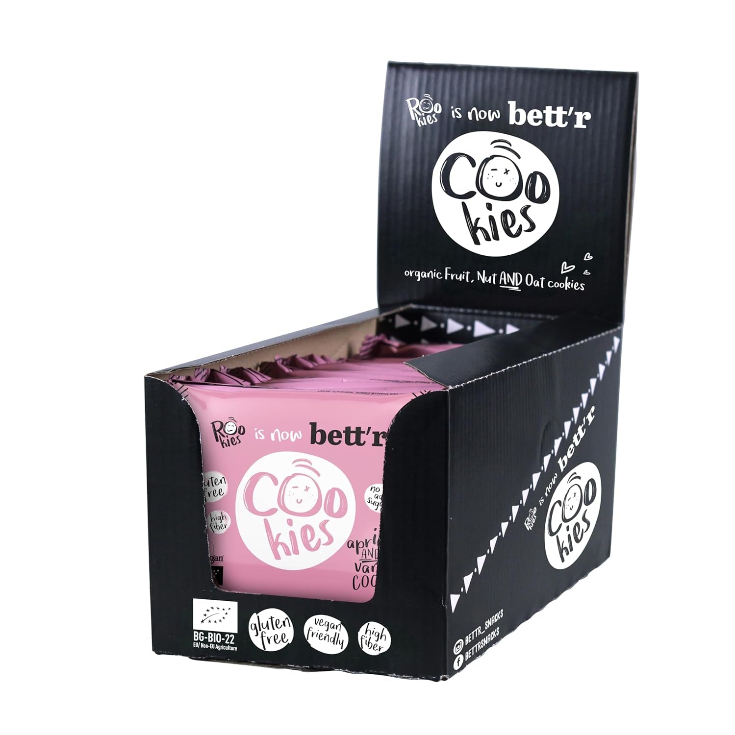 Biscuits végétaliens Bett'R aux dattes et aux amandes, emballés individuellement - 100 % biologiques, sans gluten, sans sucre ajouté - 18 x 40 g