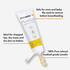 Medela Purelan 37G Lanolin Nipple Cream - crème pour mamelons douloureux et peau sèche, 100% naturelle, hypoallergénique Accessoires Alimentation et Allaitement Bebe Naty Shop