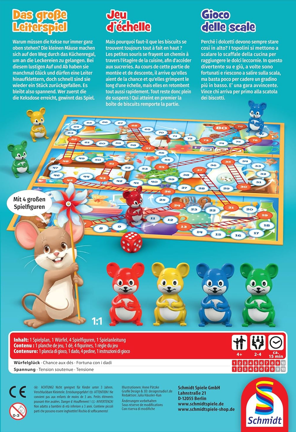 Schmidt Spiele 40553 Grand jeu d'échelle, jeu pour enfants, 52 x 36 cm