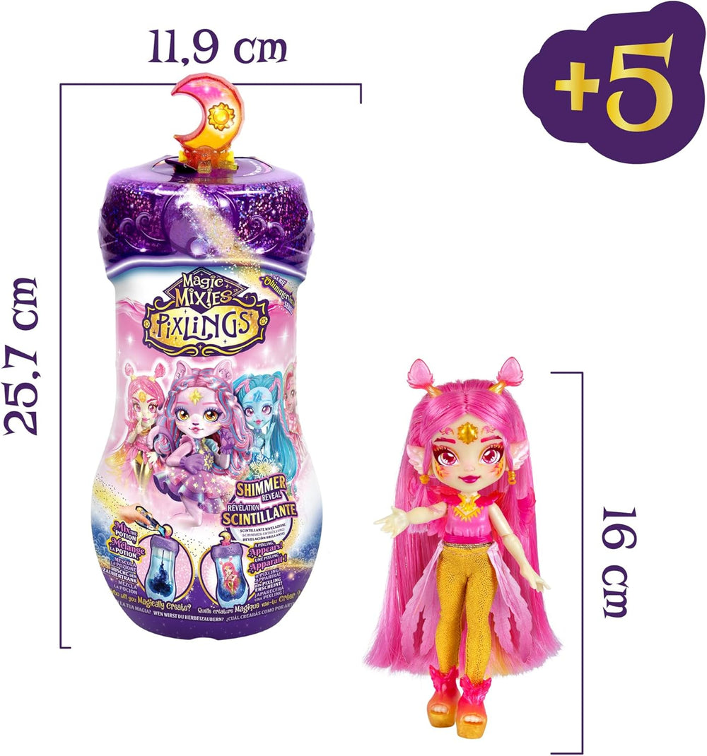 Pixlings Magic Dolls, 4 poupées assorties - 2 neuves - Poupée mode 15 cm - Potions magiques - Jouet de potion secrète (MG101000)