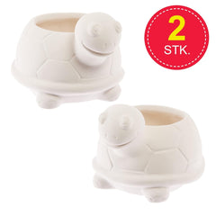 Baker Ross FX594 Jardinières en céramique Tortue - Paquet de 2, Peignez votre propre jardinière