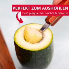 Westmark Woody Baller double face – Petite cuillère pour melon, kiwi, autres fruits et légumes ainsi que crème glacée, fromage à la crème ou beurre – Acier inoxydable, bois