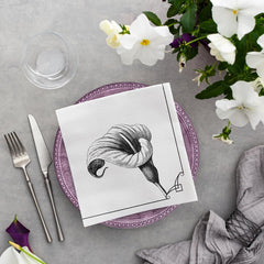 PAW - Serviettes Airlaid - En Tissu (40 X 40 Cm) I 50 Pièces I Pour Service Funéraire, Fête Funéraire, Funérailles, Adieu I Serviettes en Tissu de Décoration de Table de Haute Qualité - Fleur de Mémoire I Fleur de Mémoire