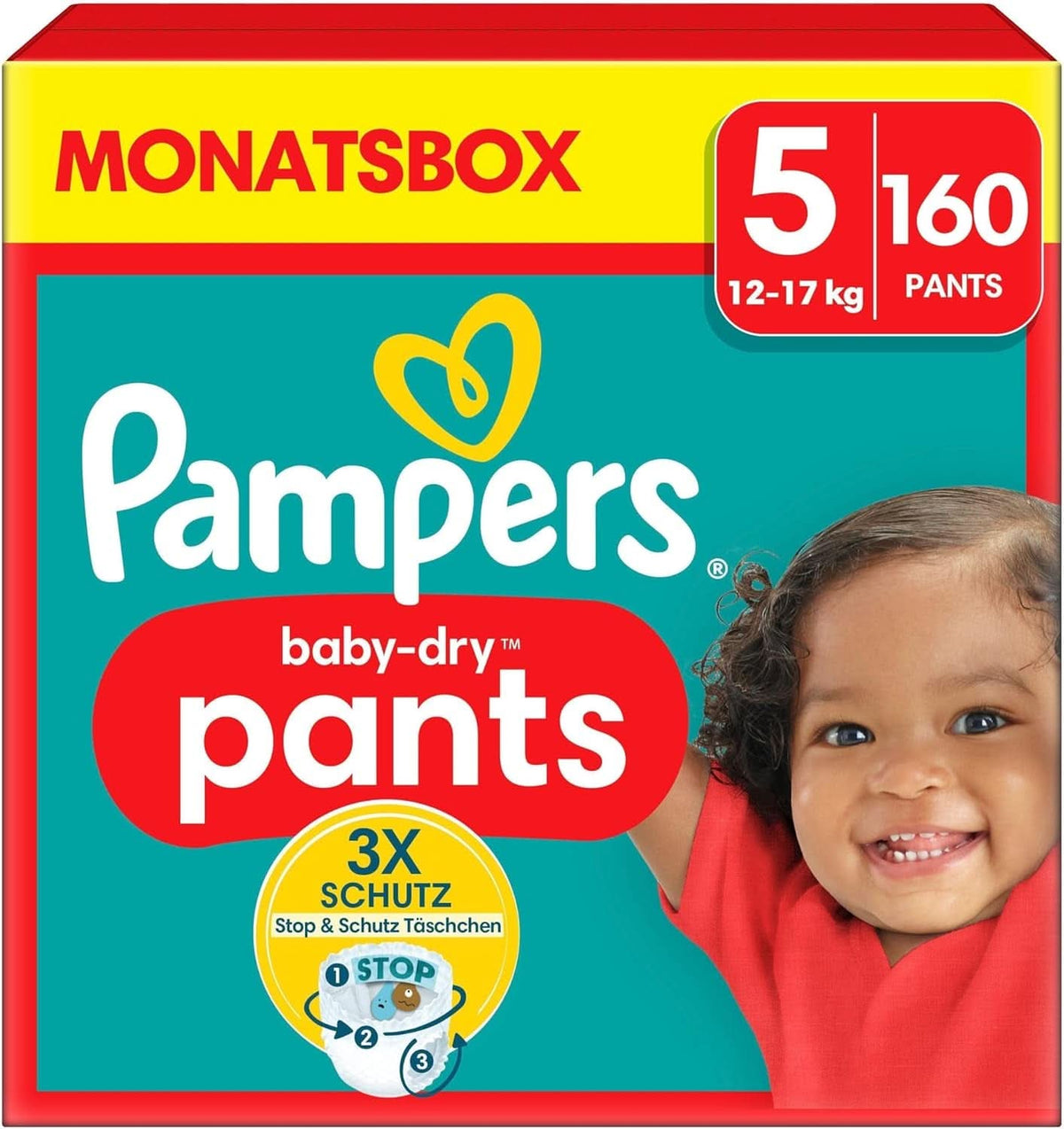 Pampers Windeln Pants Größe 5 Baby-Dry, 160 Windeln, 12Kg-17Kg, 360° Fit Hilft, Auslaufen Zu Verhindern Mother and Child Naty Shop 5 (160 pcs) Nouveau