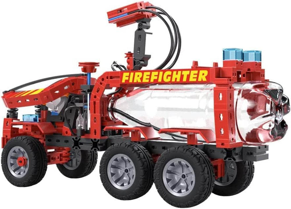 fischertechnik 564069 Advanced Firefighter – Bausatz für Kinder ab 7 Jahre, Experimentierbaukasten mit Feuerwehrauto & Spritzfunktion, favorise la compréhension technique, Schwarz, Mittel