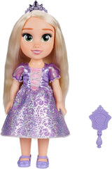 Poupée Disney Princesse Raiponce 35 cm, yeux réfléchissants à paillettes, articulations mobiles, robe amovible, chaussures, couronne, longs cheveux blonds, pour filles à partir de 3 ans