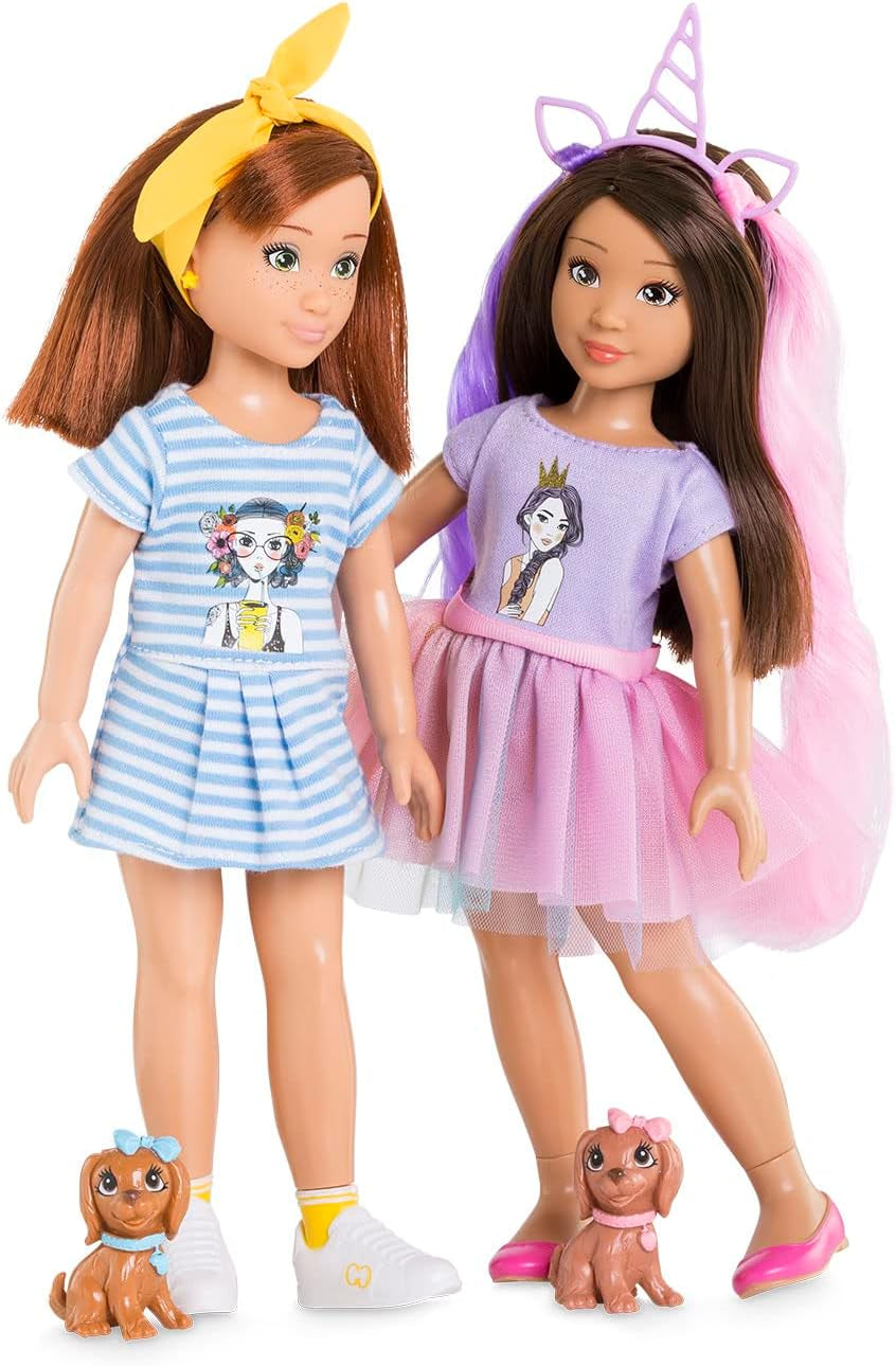 Corolle 9000600030 - Girls Luna Einhorn Set, Ankleidepuppe im Sommeroutfit mit Hund, mit Haarband, Ohrringe et extra Gummistiefel, 28cm Spielpuppe mit Vanilleduft, à partir de 4 ans