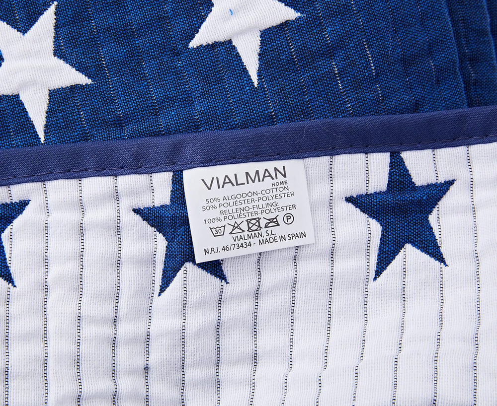 VIALMAN couvre-lit Sofia 10 lit king size | courtepointe étoile | taille de la couette 250 X 270 cm | couvre lit & jeté de canapé bleu marine Lits et Couvertures Besuche den VIALMAN-Store