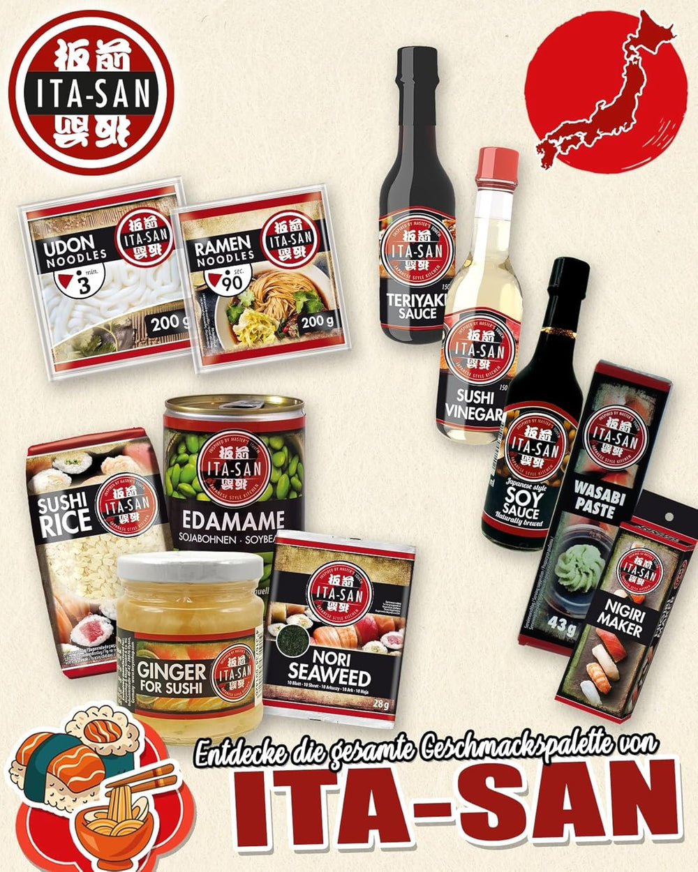 Nouilles Ramen ITA-SAN, préparation simple et rapide, 30 x 200 g