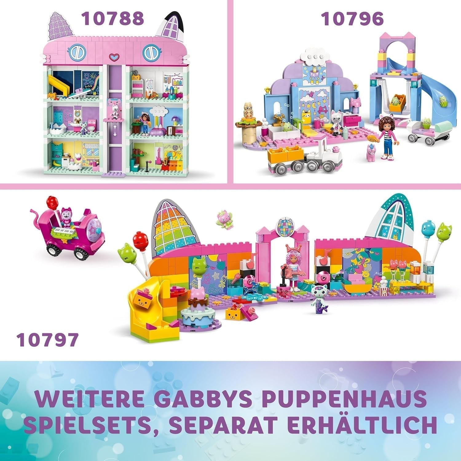 LEGO 4+ La maison de poupée de Gabby La salle de fête de Gabby, ensemble de jeu disco avec toboggan et figurines d'animaux pour un jeu de rôle créatif, cadeau pour filles et garçons à partir de 4 ans 10797 Jeux de construction Besuche den LEGO-Store