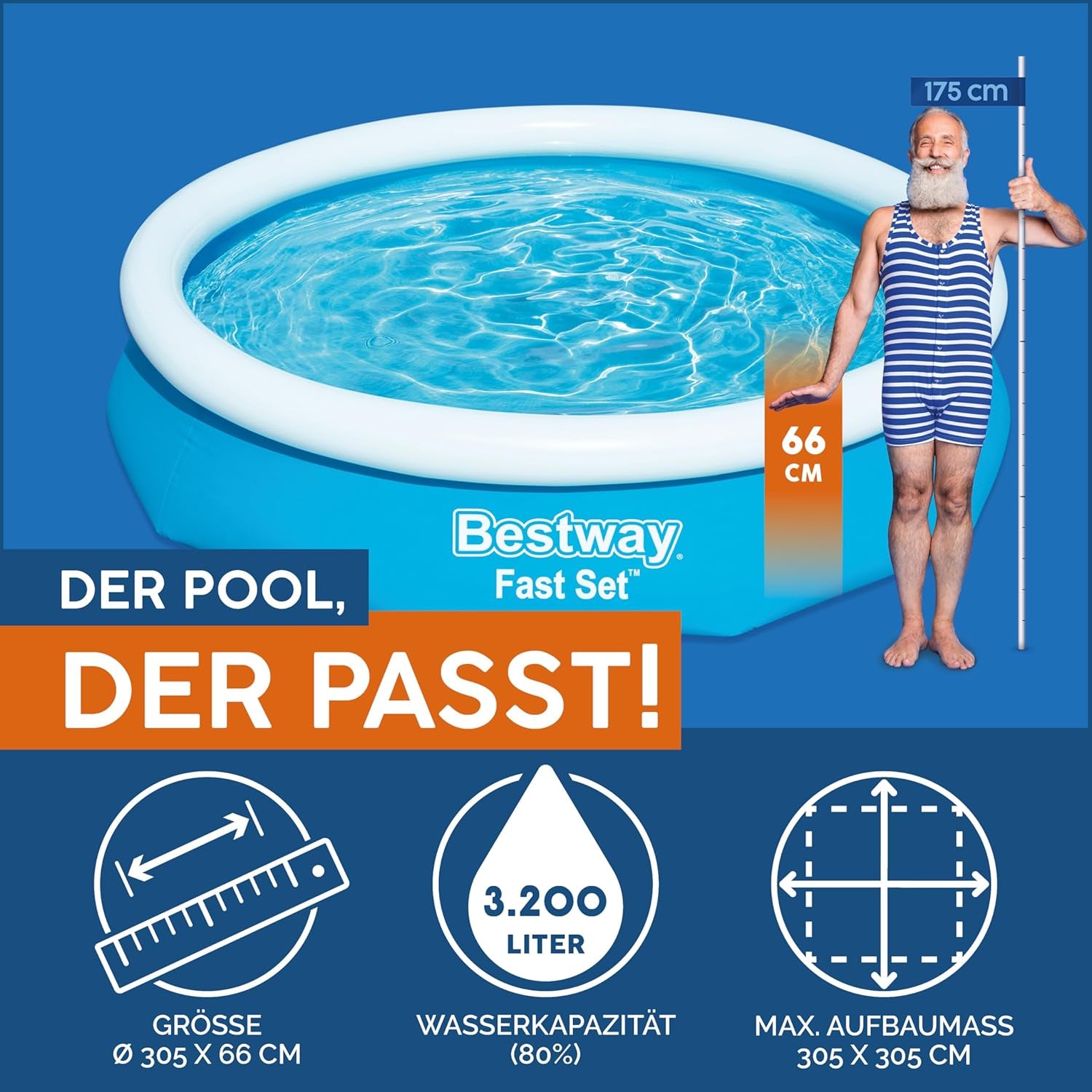 Piscine BESTWAY Fast Set 305x76 cm, sans pompe