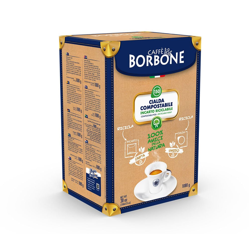 Caffè Borbone Kaffeepads compostables, Rote Kaffeemischung - 150 tampons - Compatible avec les tampons en papier du système ESE 44 mm