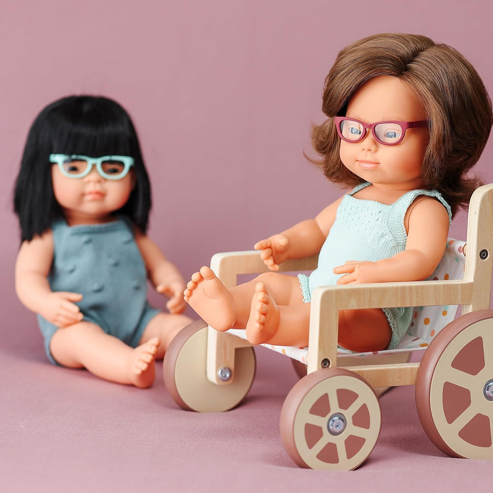 Lunettes de poupées Miniland pour chiots de 38 cm, turquoise