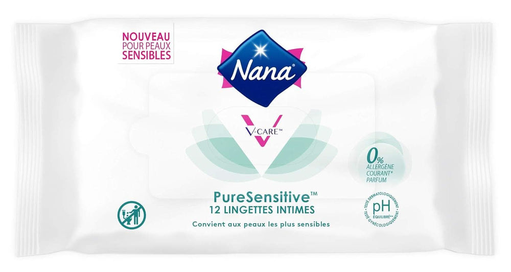 Lingettes nettoyantes Puresensibile, hypoallergéniques, 0% allergène*, parfum, 12 lingettes Lingettes humides bébé Naty Shop