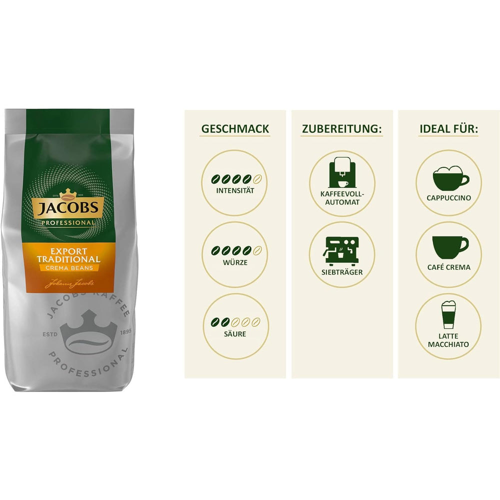 Café traditionnel à la crème de café, grains entiers, 8 x 1000g, 8 kg