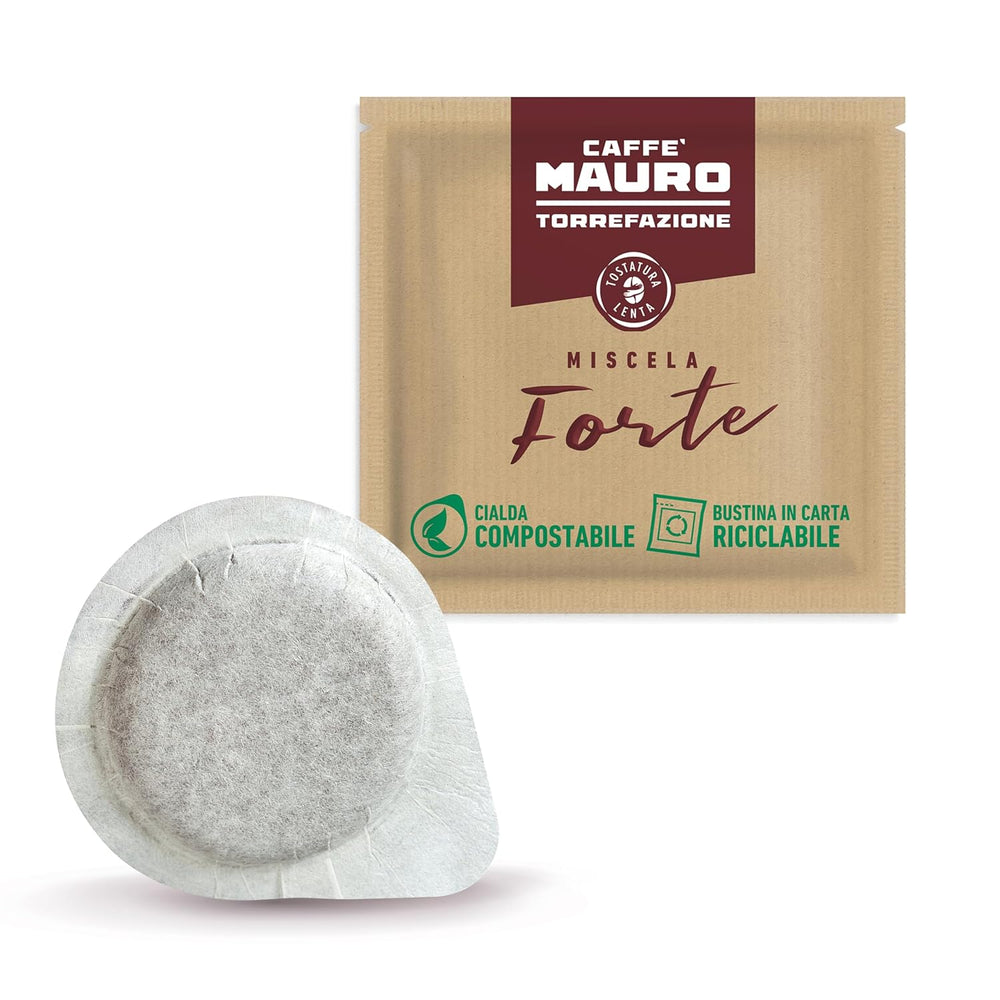 Caffè Mauro Torrefazione Kaffee Kompostierbare Pods, Recyclebare Verpackung, Original Mischung - 100 pcs - Intensität 10/10 - Compatible avec ESE System Papier Pads 44 mm