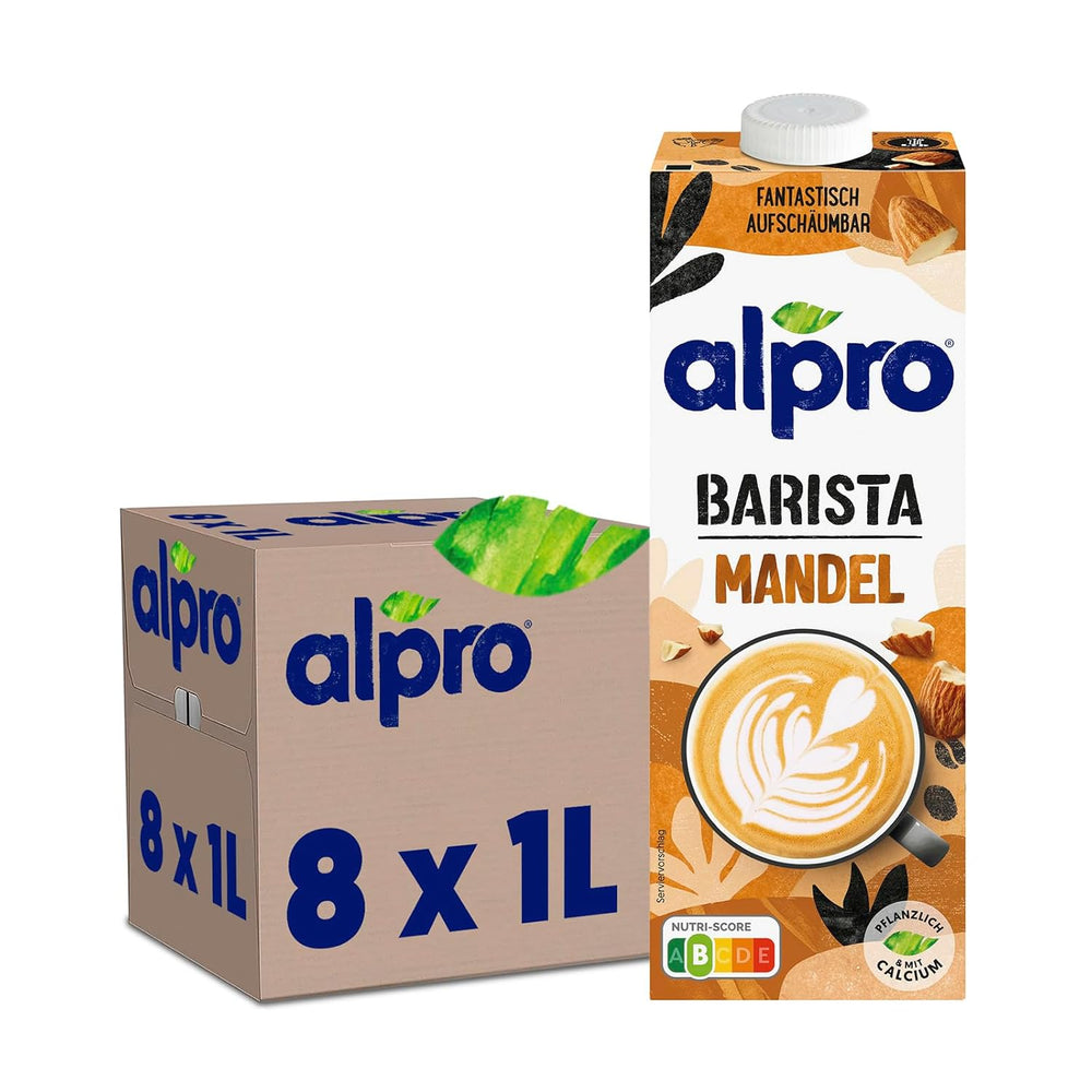 Alpro Barista Haferdrink – Zum Aufschäumen – Vegan et milchfrei – Von Natur aus lactosefrei – Riche en substances de ballast, calcium et vitamines – 8 x 1 L – Haltbar