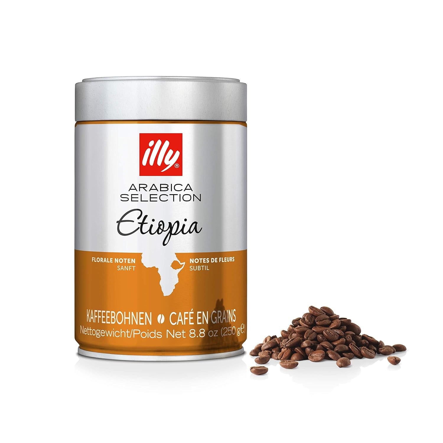 Café Illy, expresso en grains de la Sélection d'Arabica d'Ethiopie - paquet contenant 2 doses de 250g chacune