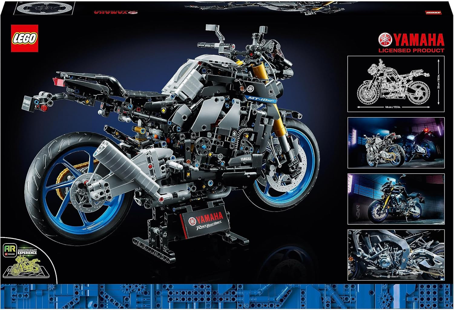 LEGO 42159 Technic Yamaha MT-10 SP Kit de modèle de moto pour adultes, modèle de véhicule authentique à moteur 4 cylindres, direction fonctionnelle et application AR, cadeau pour hommes et femmes Kits de construction Besuche den LEGO-Store