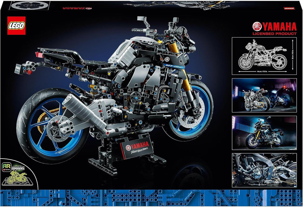 LEGO 42159 Technic Yamaha MT-10 SP Kit de modèle de moto pour adultes, modèle de véhicule authentique à moteur 4 cylindres, direction fonctionnelle et application AR, cadeau pour hommes et femmes Kits de construction Besuche den LEGO-Store