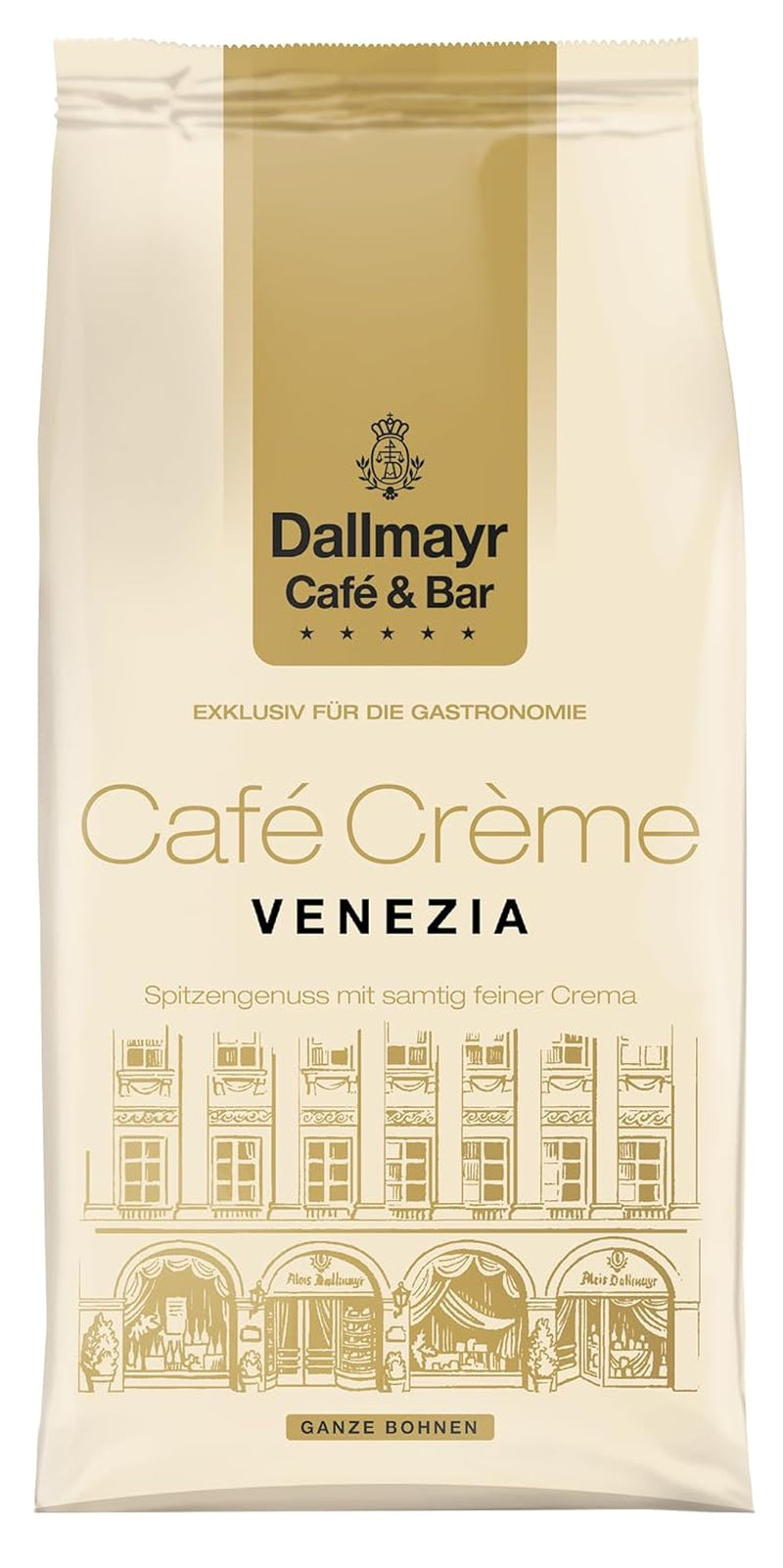 Dallmayr Café Crème Venezia - Kaffeebohnen entwicktelt für die Gastronomie in premium Industriequalität *Für echte Genießer* (Geröstete Kaffeebohnen, 1 kg, Café Creme - VENEZIA)