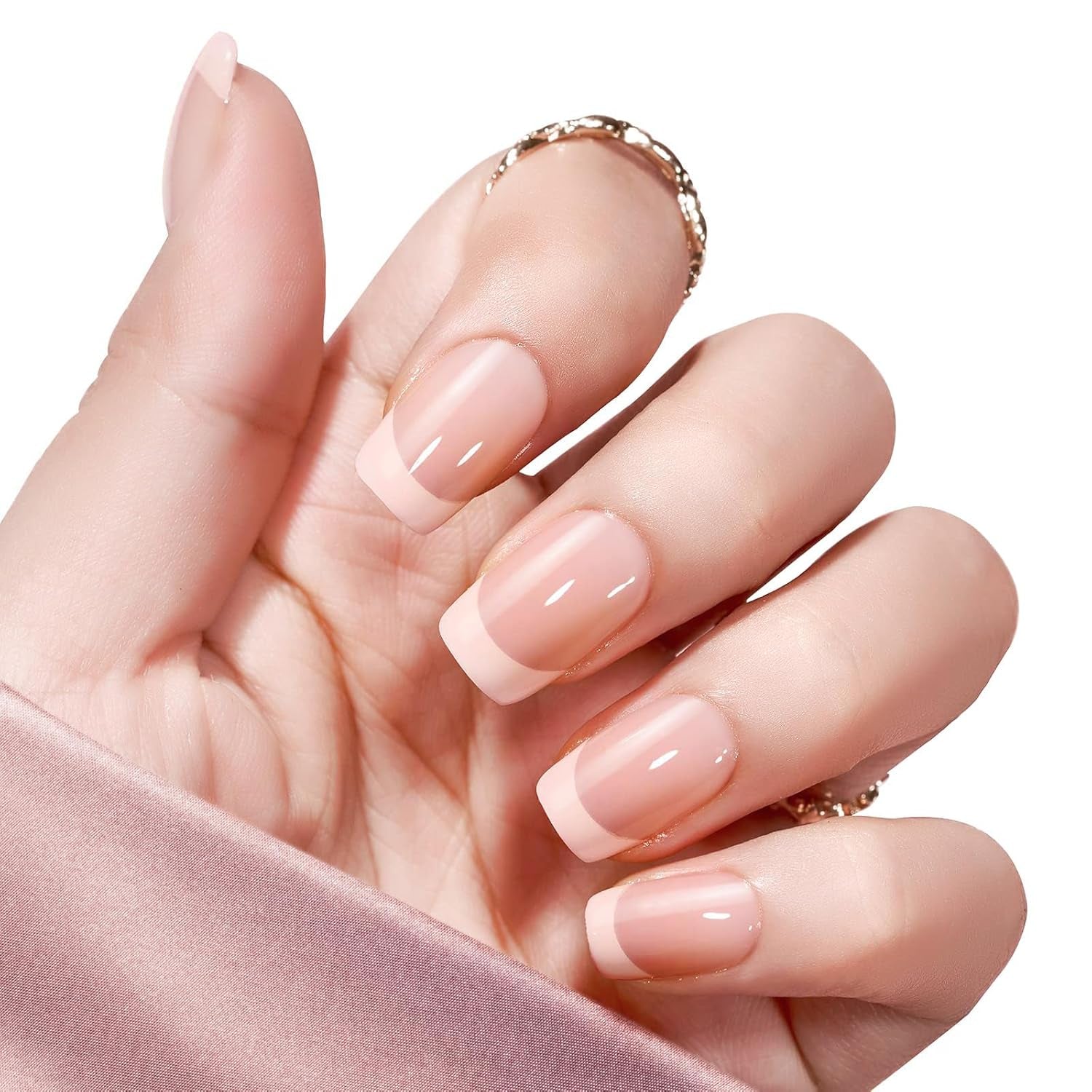 360 pièces d'ongles artificiels français, faux ongles rectangulaires moyens avec fausse lime à ongles, pointes naturelles à presser pour dames et femmes