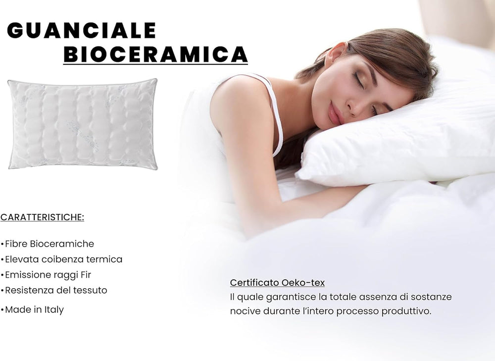 Literie italienne MB Home Italia, oreiller, biocéramique, gris clair, 45 x 75 cm Naty Shop oreillers standards