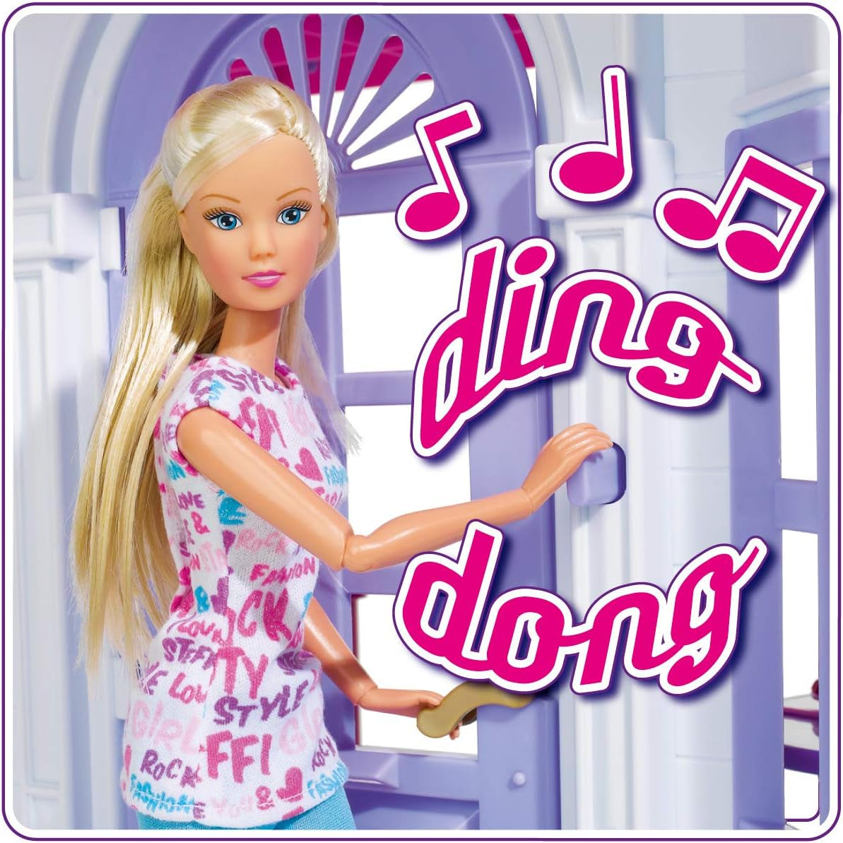 Simba 104661996 - Steffi Love Dreamhouse, grande maison de jeu, 4 pièces, sans marionnettes, 84 cm de haut, deux étages, cloche fonctionnelle, maisons de poupées pliables Naty Shop