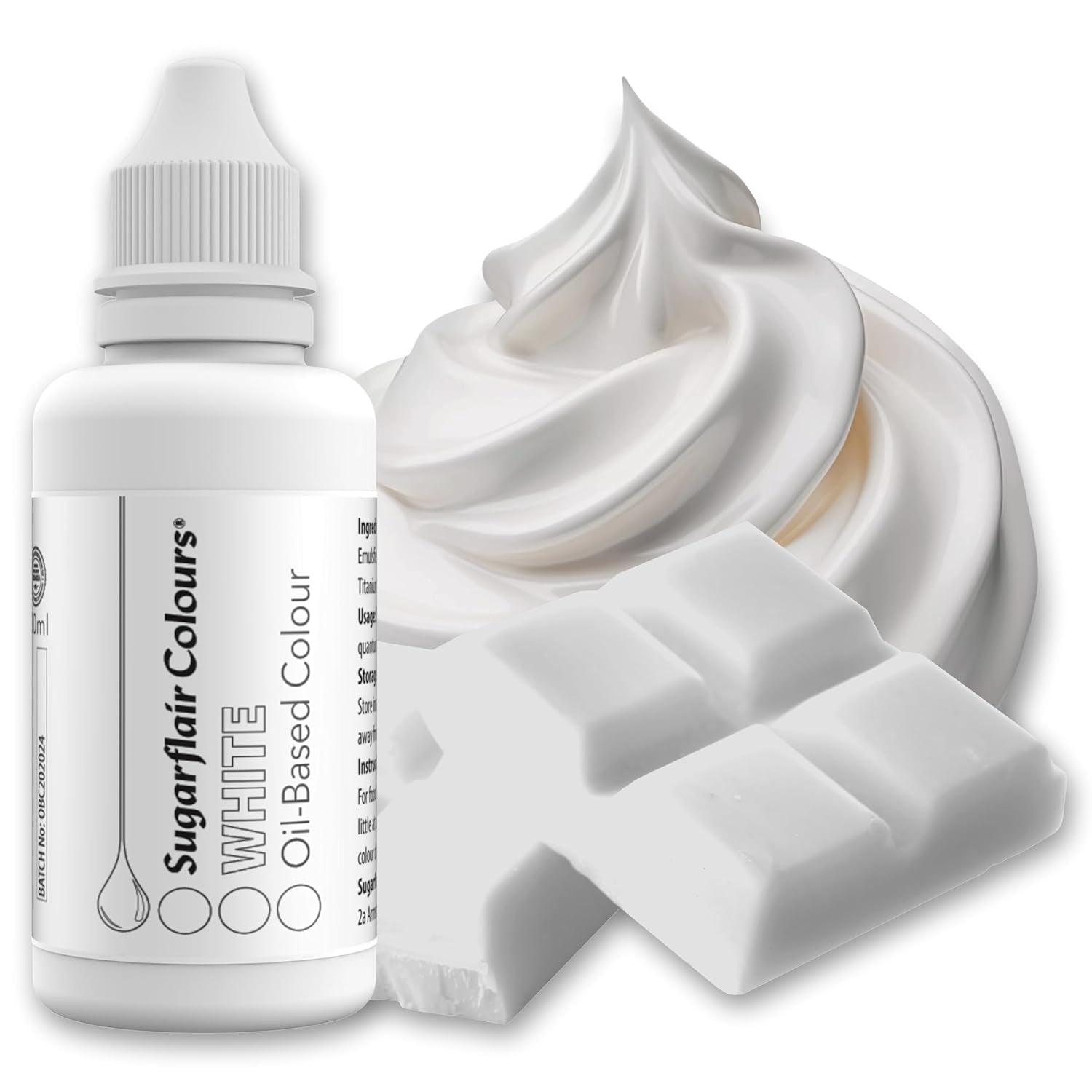 Colorant alimentaire à base d'huile Sugarflair Pastel Mixer, blanc - Colorant alimentaire pour chocolat, crème au beurre, pâte à sucre et tous les ingrédients alimentaires liposolubles - 30 ml