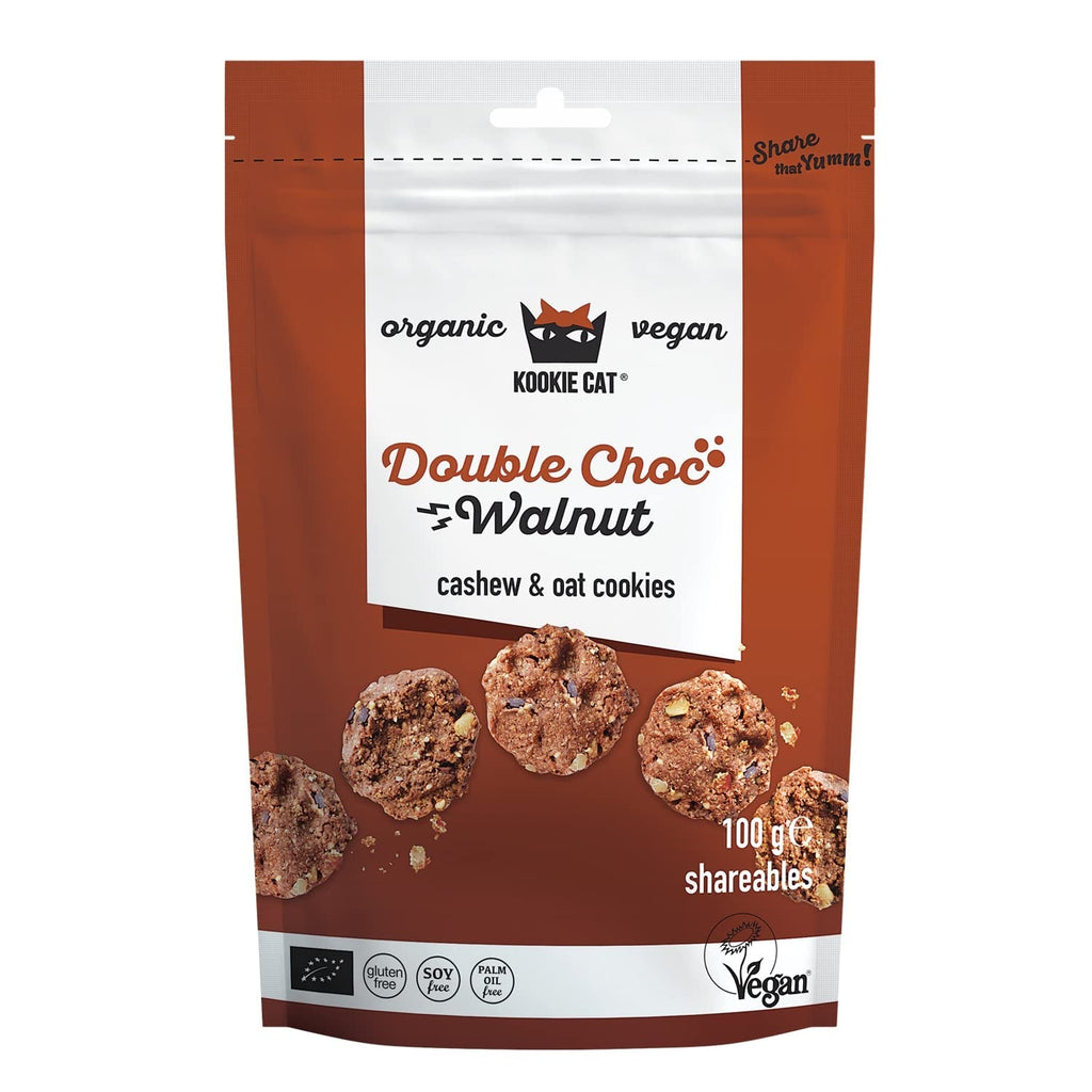 Biscuiți vegani cu ciocolată și vanilie - Mini fursecuri vegane, fără gluten, fără soia, organice, cu caju și ovăz - Pachet multiplu de 10 x 100g