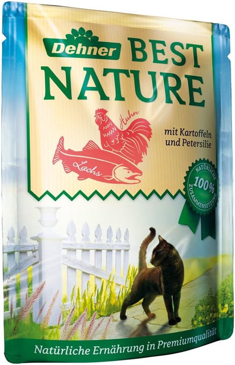 Dehner Best Nature Katzenfutter Multipack, Nassfutter, pour ausgewachsene Katzen, je 2 x Kalb / Wild / Huhn / Kaninchen, 8 x 85 g Sachet (680 g)
