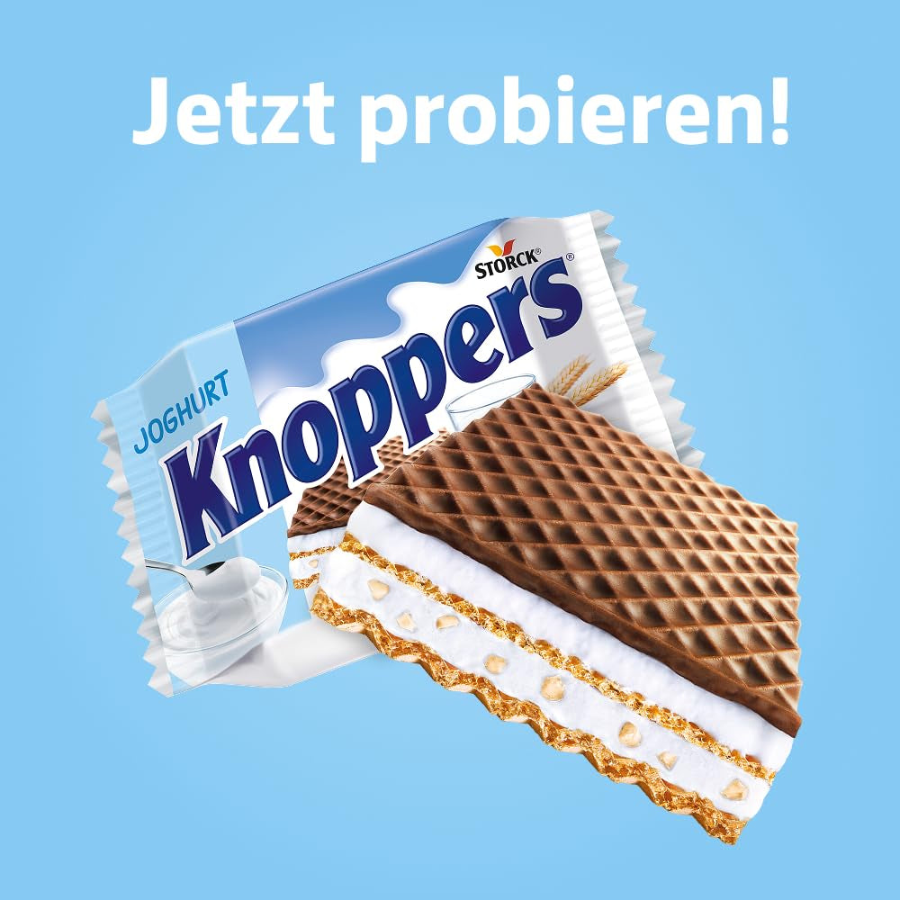 Yaourt – 4 x 200 g – Tranches de gaufrettes fourrées à la crème de yaourt et nougat, noisettes et cacao