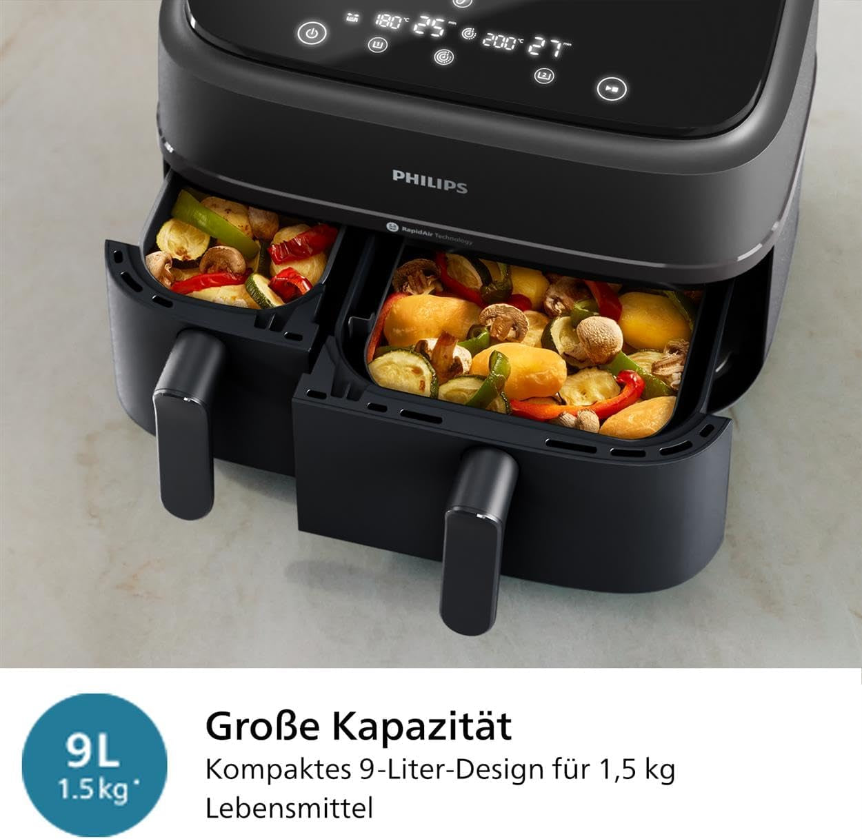 Philips Airfryer Dual Basket 3000 Series, 9L, 2 paniers, 2 plats prêts en même temps, technologie Rapidair plus électroménagers à air chaud Naty Shop