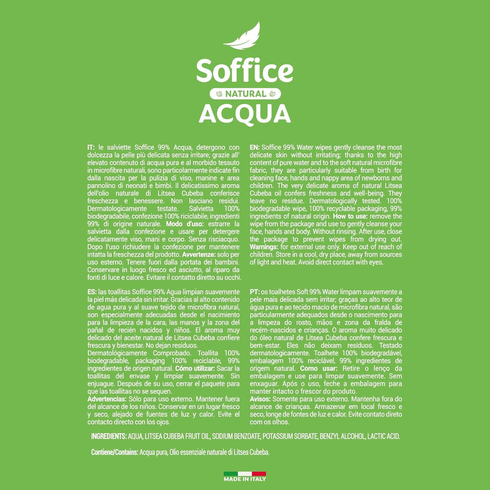 Lingettes humides nettoyantes naturelles pour bébé, 99% d'eau, formule très délicate pour l'hygiène quotidienne des enfants et des nouveau-nés - 12 paquets de 64 lingettes