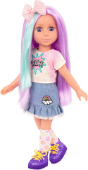 Glitter Girls - Luma - 36 cm Bewegliche Modepuppe - Lila Haare & einzigartige lila Augen - Haarverlängerung, Schleife, Clips & Buntes Outfit - 36 cm Puppen & Zubehör - 3 Jahre +
