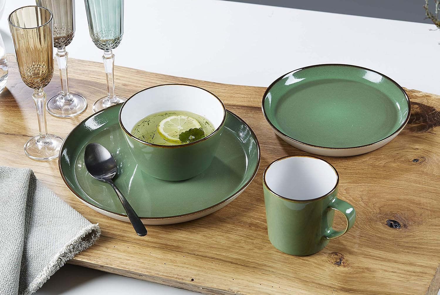 Ritzenhoff & Breker Kombiservice Visby, 16-teilig, Blau/Grün, Steinzeug, 277258