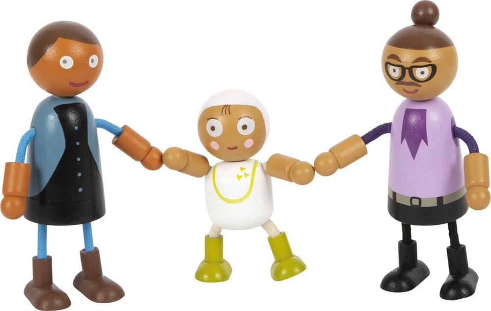 small foot Biegepuppen-Familie mit Baby, 8 Flexible Holz-Puppen unterschiedlichen Alters, Geschlechts & Hautfarbe, 12426, Beige