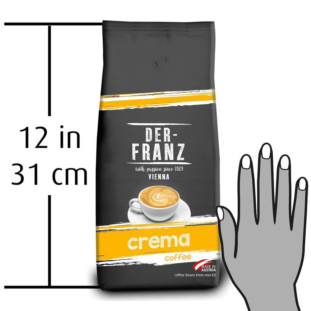 DER-FRANZ Kaffee Crema, Intensité 4/5, 100% Arabica, ganze Kaffeebohnen, 1000g