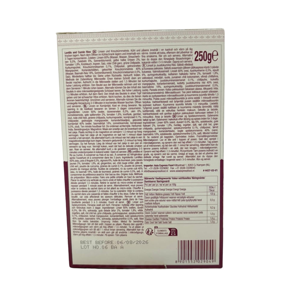 ASHOKA - Riz instantané aux lentilles et cumin - (1 x 250 g)