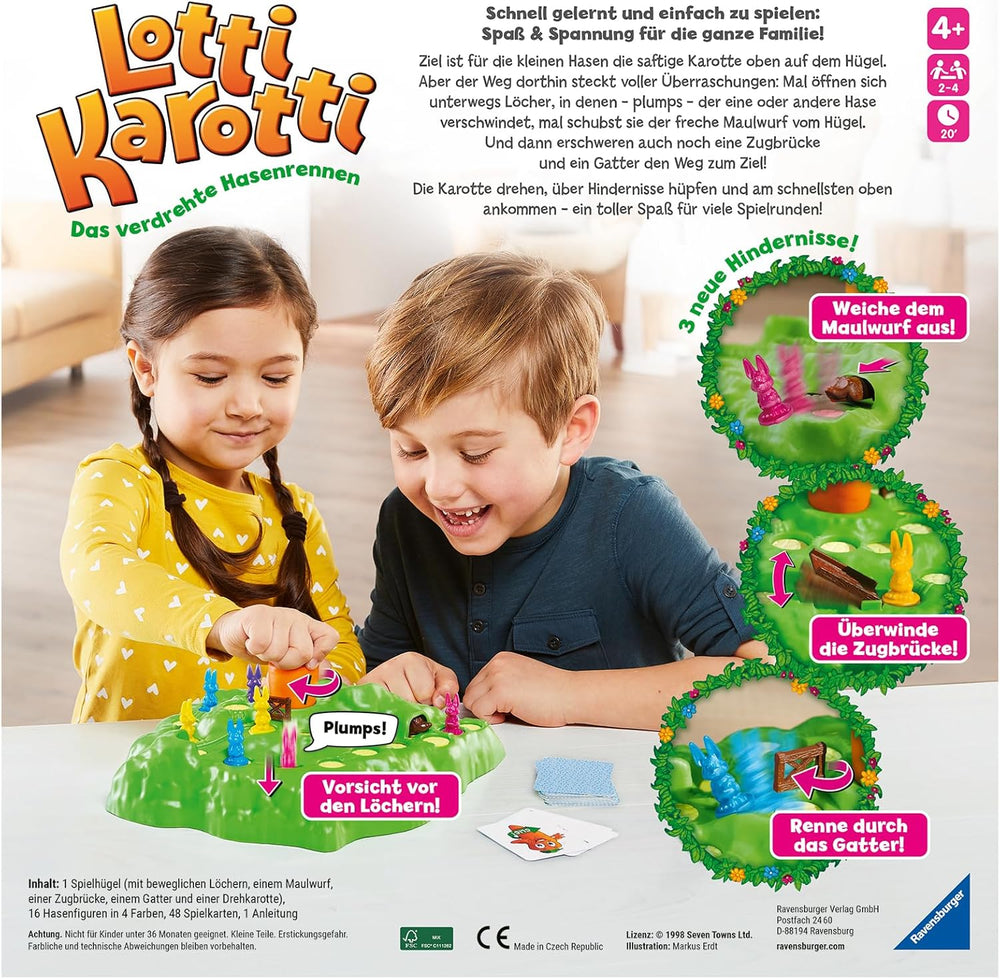 Jeux pour enfants Ravensburger 22343 - Lotti Karotti - Jeu de course pour 2 à 4 joueurs, Jeu pour enfants à partir de 4 ans - Cadeaux d'anniversaire