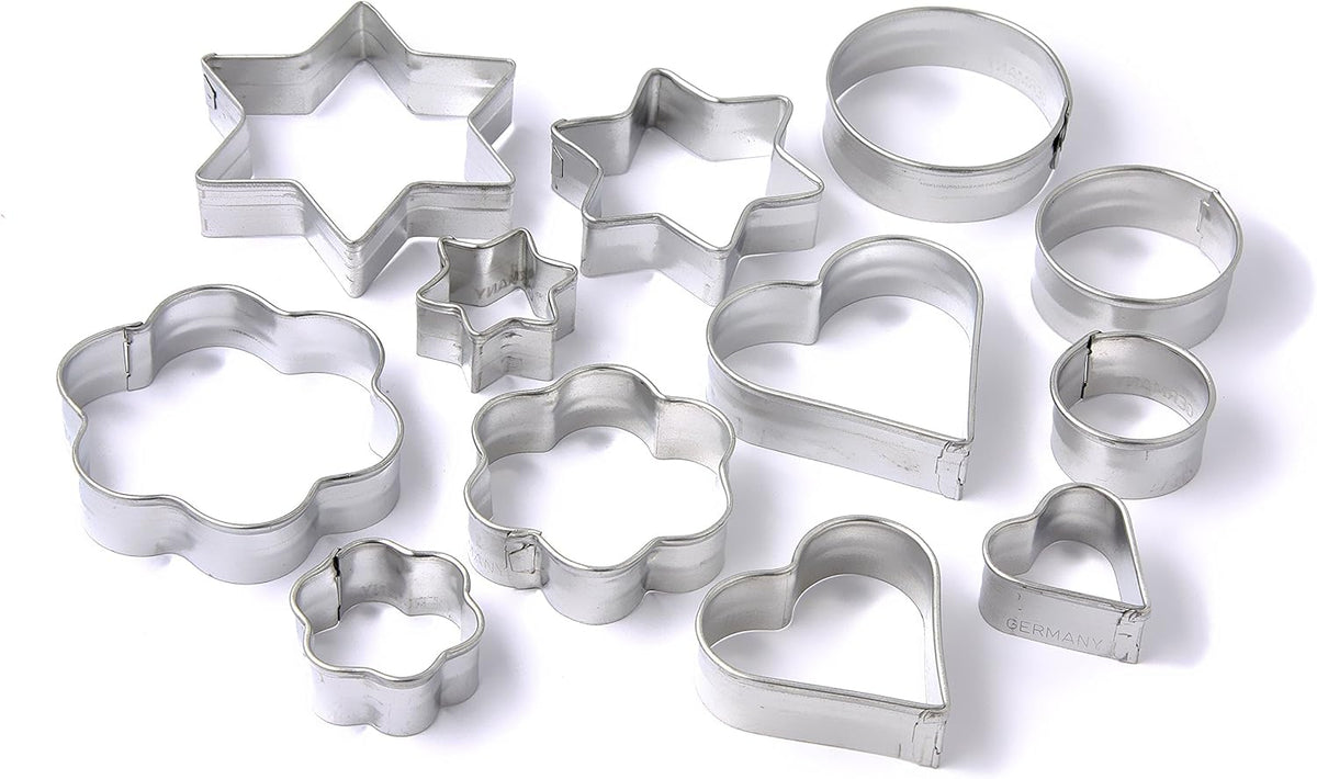 Zenker Lot de 12 emporte-pièces, biscuits, biscuits et emporte-pièces à fondant, différentes tailles et différents motifs, quantité : 1 x lot de 12