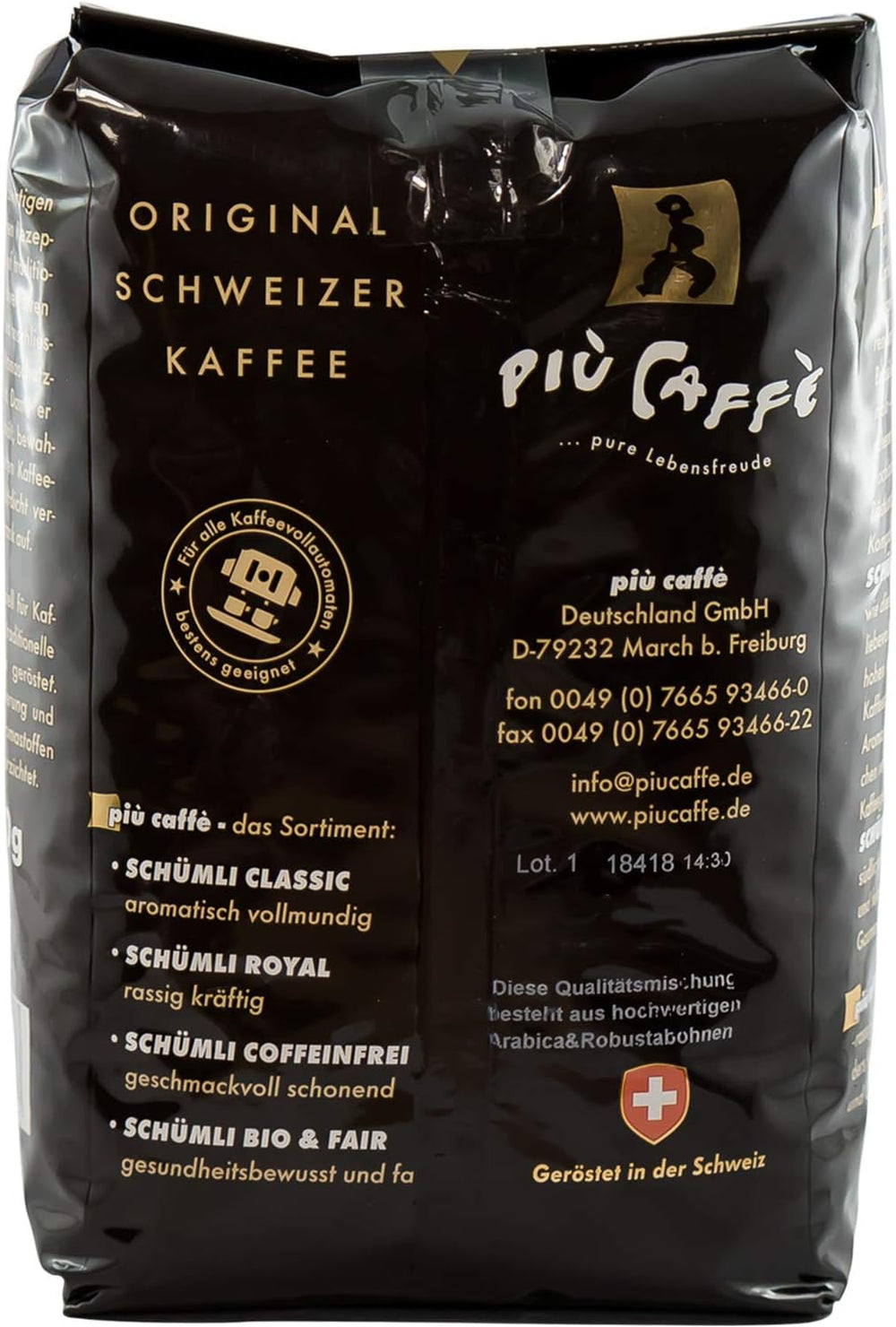 Café Crème Café-bohnen, würzig, kräftig, intensiv et gehaltvoll, Arabica et Robusta, Schweizer Trommelröstung, ganze Bohnen für Volllautomaten Schümli Royal 1 kg