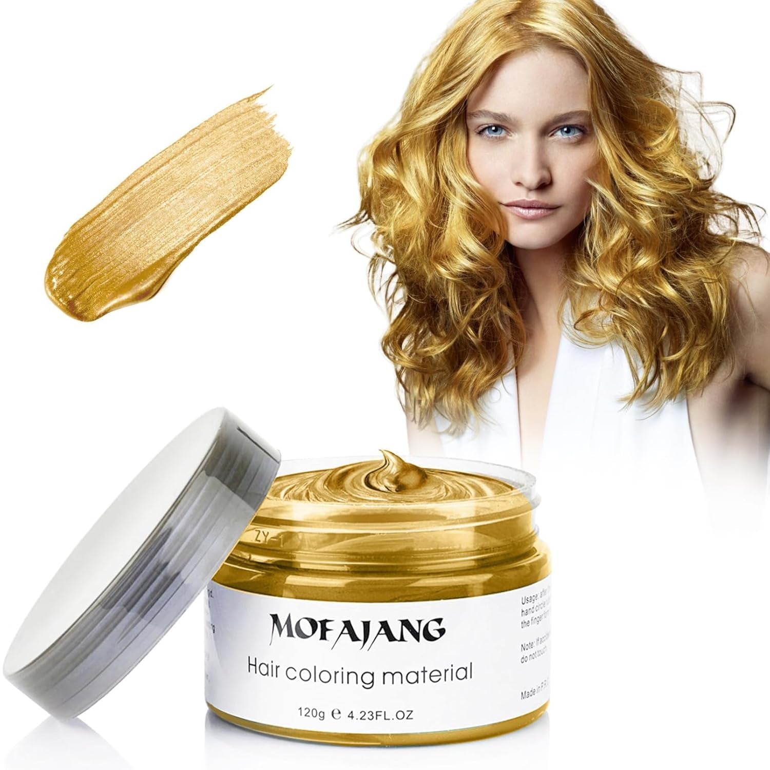 Coloration temporaire des cheveux, 4,23 onces de cire colorée pour hommes et femmes, pommade de couleur naturelle lavable, teinture capillaire instantanée pour fête, cosplay, Halloween (rouge) Naty Shop Coloration capillaire dorée 120 g (1 paquet)